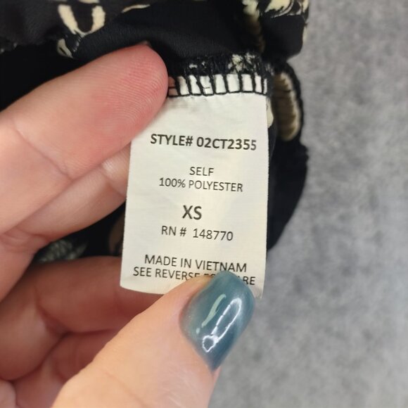 Womens Floral XS Black White Peplum Ruffle Hem‎ Casual Y2K babydoll Cropped Top - Picture 9 of 13